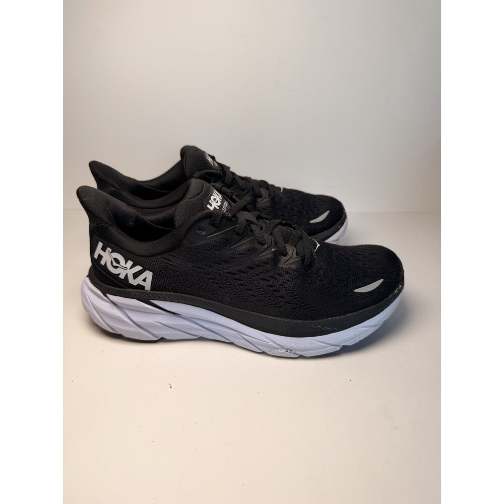 Hoka One One Clifton 8 Black / White Running Shoes Women's Size 6.5 B